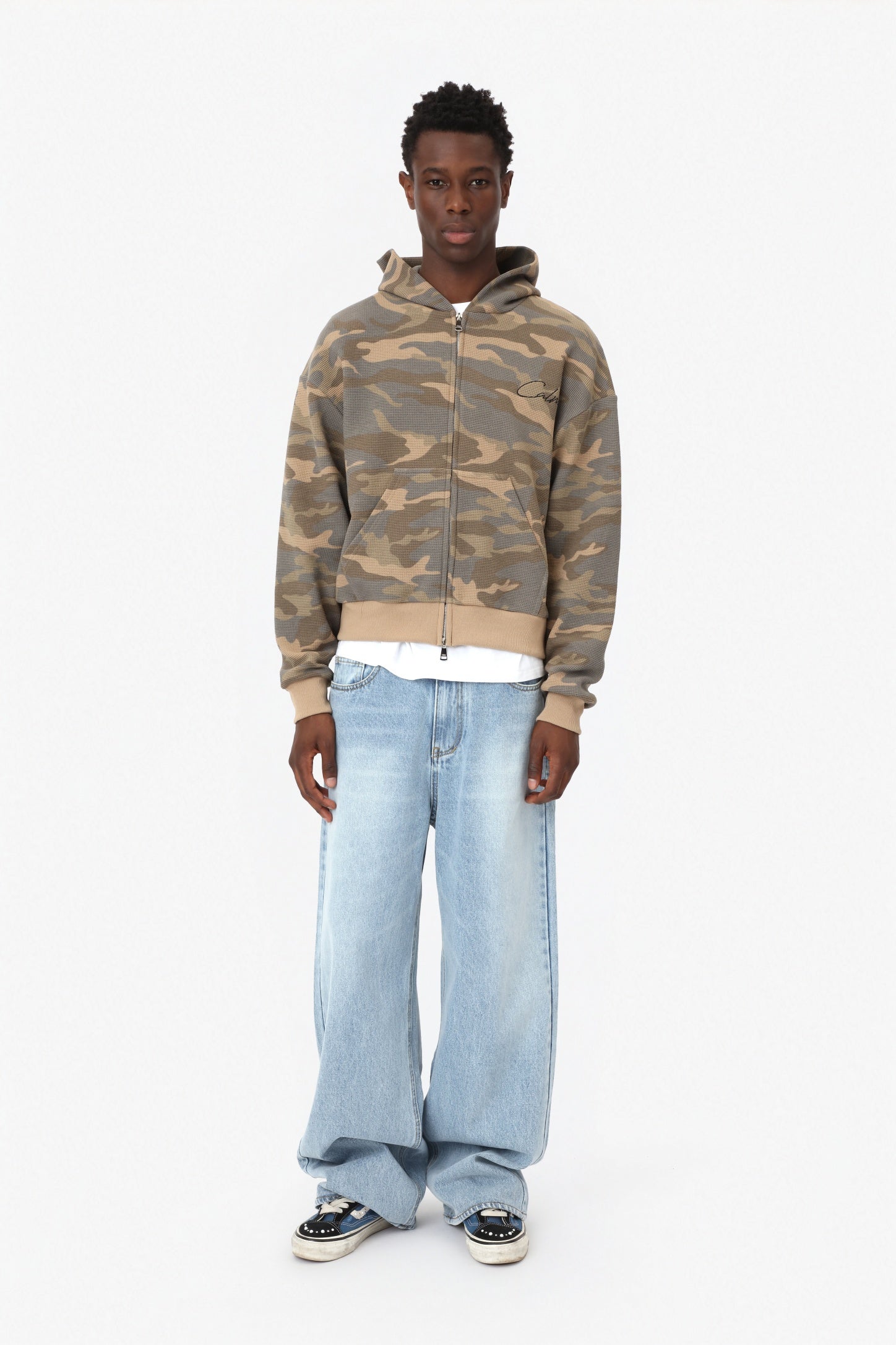 Desert Camo Waffle Zip Hoodie | calm.