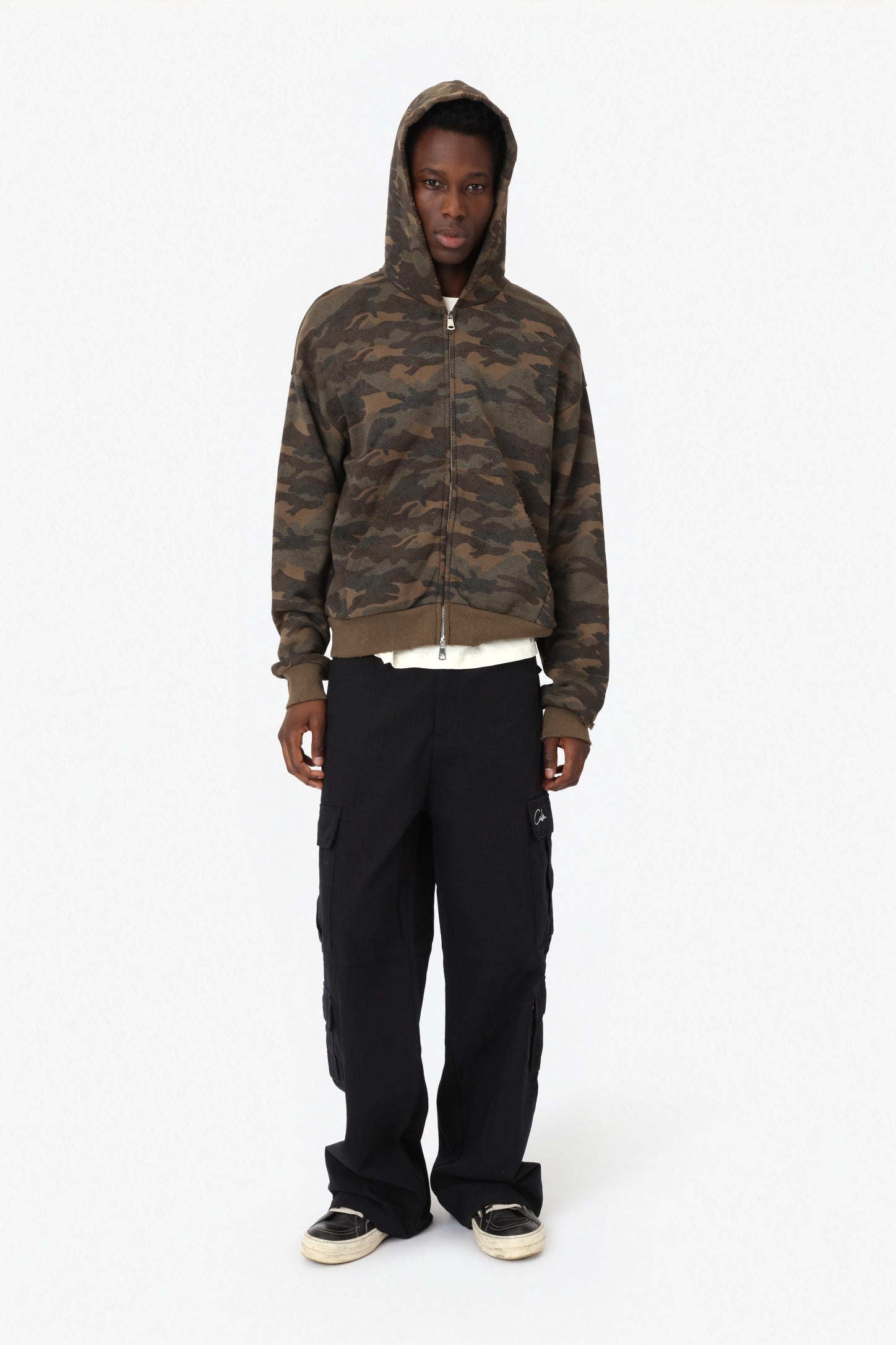 Camo Zip Hoodie Washed | calm.