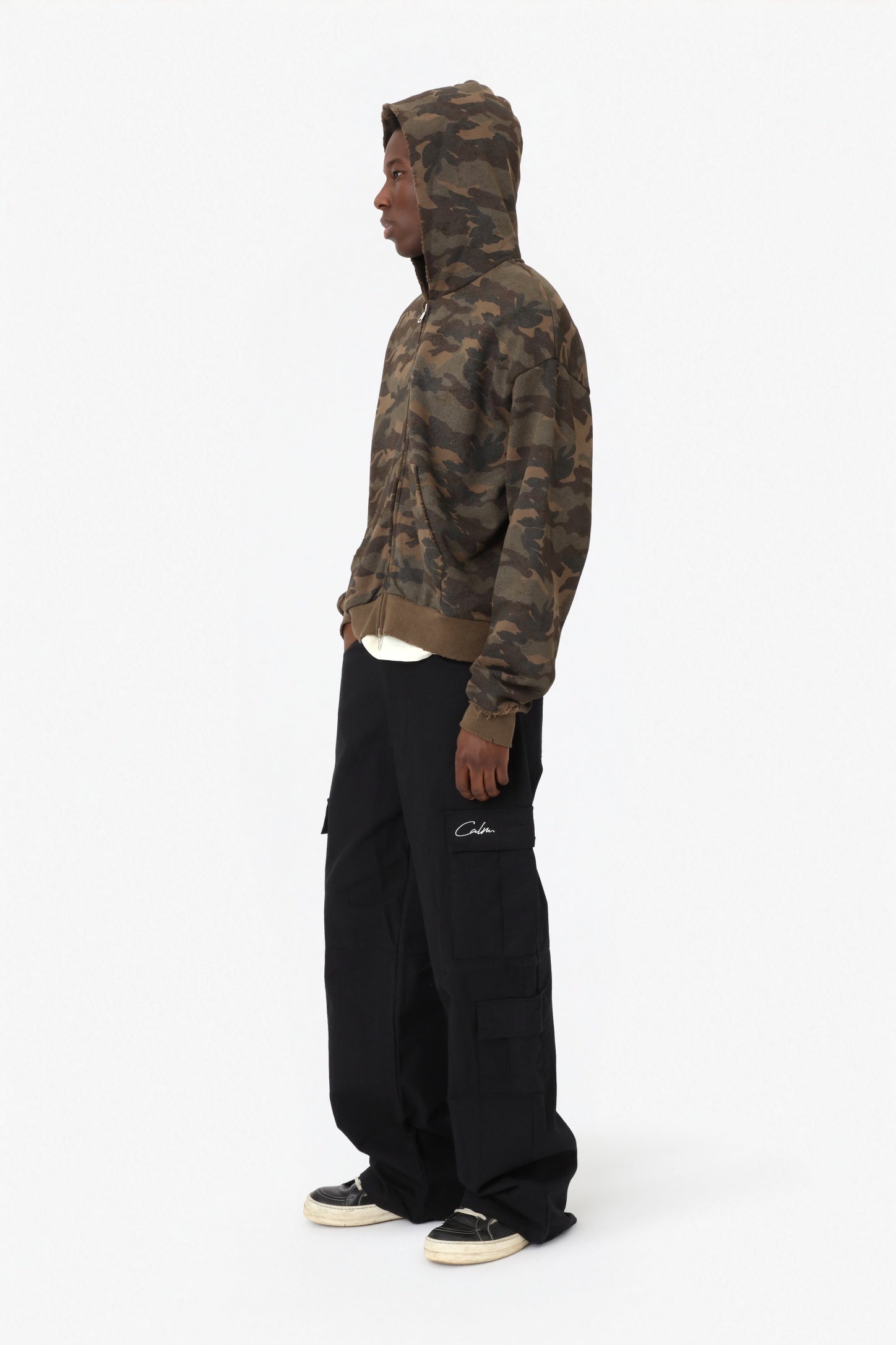 Camo Zip Hoodie Washed | calm.
