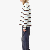 BEACH L/S CREAM, BLUE & BROWN