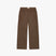 Baggy brown raw jeans in 14oz cotton raw denim with Calm logo leather patch
