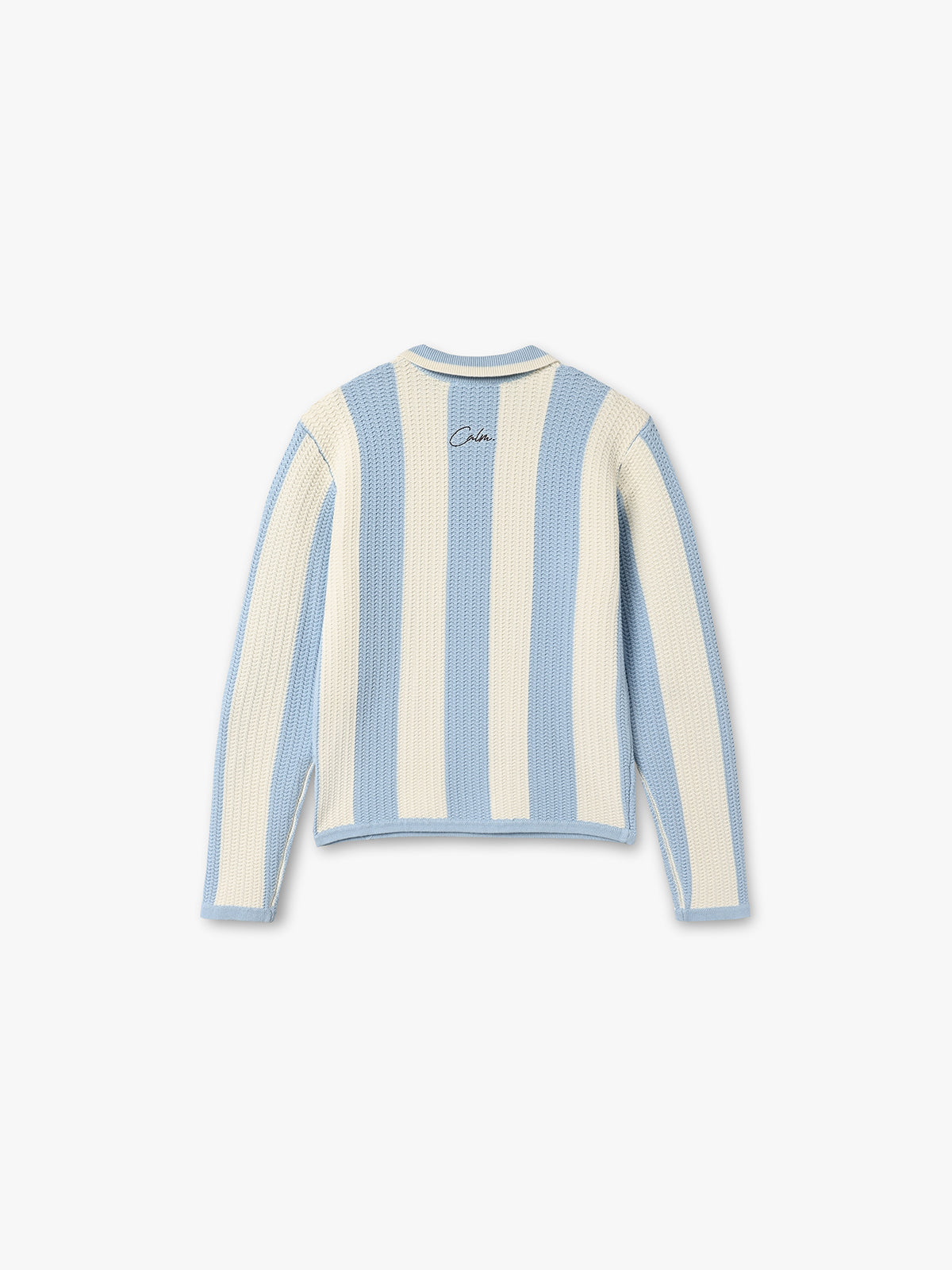 Uptown knitted polo in blue, seen from the back
