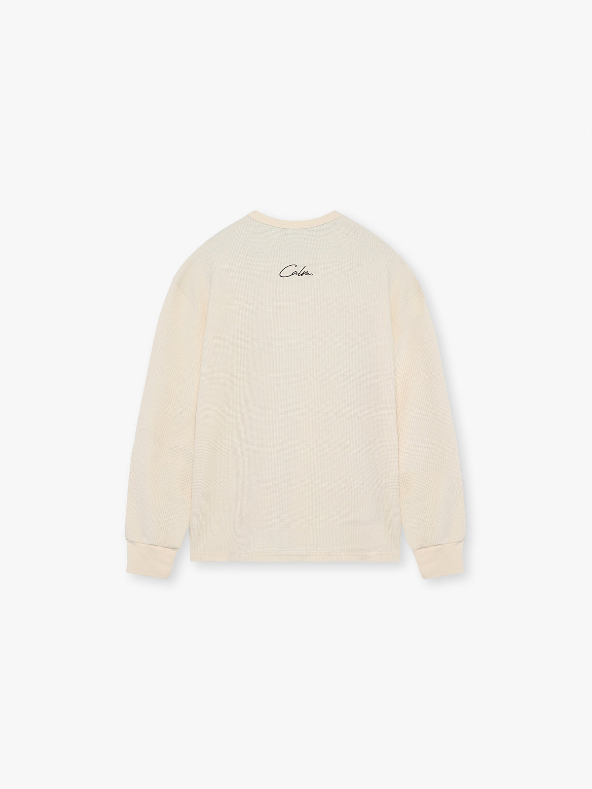 Waffle off white long sleeve seen from the back