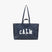 Bin bag in royal blue PU leather with embossed crocodile pattern and Calm logo on front