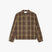 Flannel shirt in brown and yellow plaid brushed cotton with chest pocket