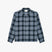 Flannel shirt in blue and black plaid brushed cotton with chest pocket and button front closure