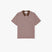 Classic polo in pink and brown striped cotton pique with three button placket
