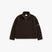 Sherpa jacket in brown polyester sherpa fleece with open V shaped collar