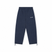 Navy sweatpants in heavyweight cotton-poly jersey with elastic drawstring waistband and open hem